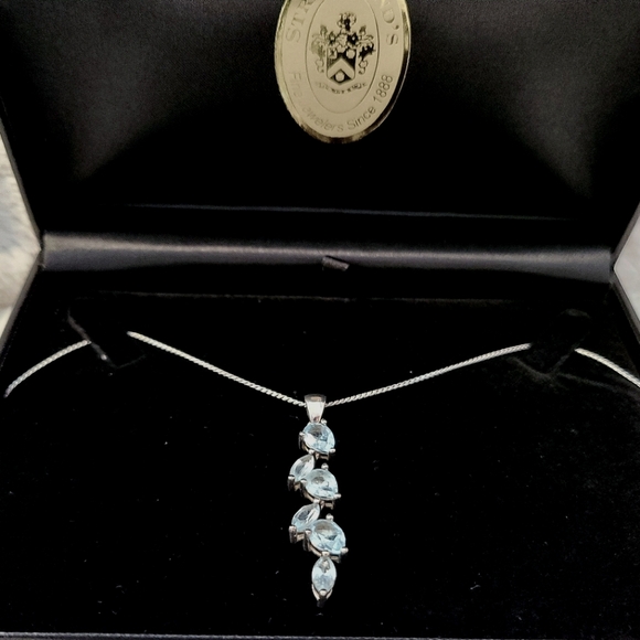 💫 SALE!☆ 4.5CT Sky Blue Topaz Cascade Necklace - Picture 1 of 9